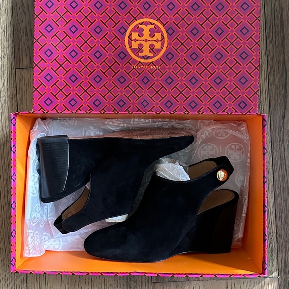 Tory Burch Marisa Open Back Wedge Bootie - Picture 1 of 10